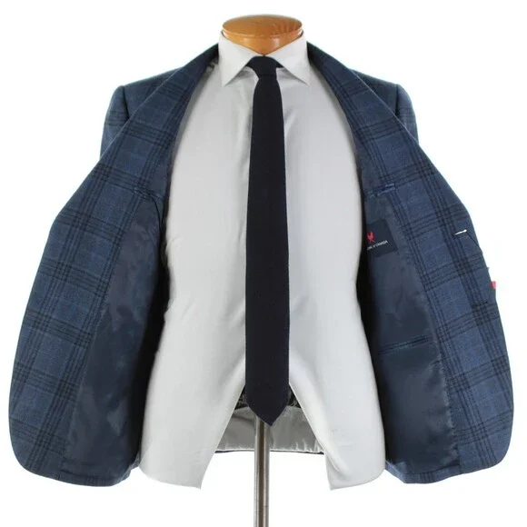Cardinal of Canada NWT Wool Sport Coat Size 38S US In Blue & Black Plaid